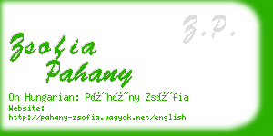 zsofia pahany business card
